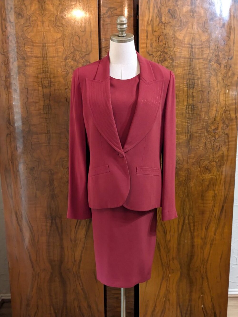 VTG Sonia Rykiel Paris 3pc Skirt Suite 42/46 U.S XL Red Blazer Set Runway 80s